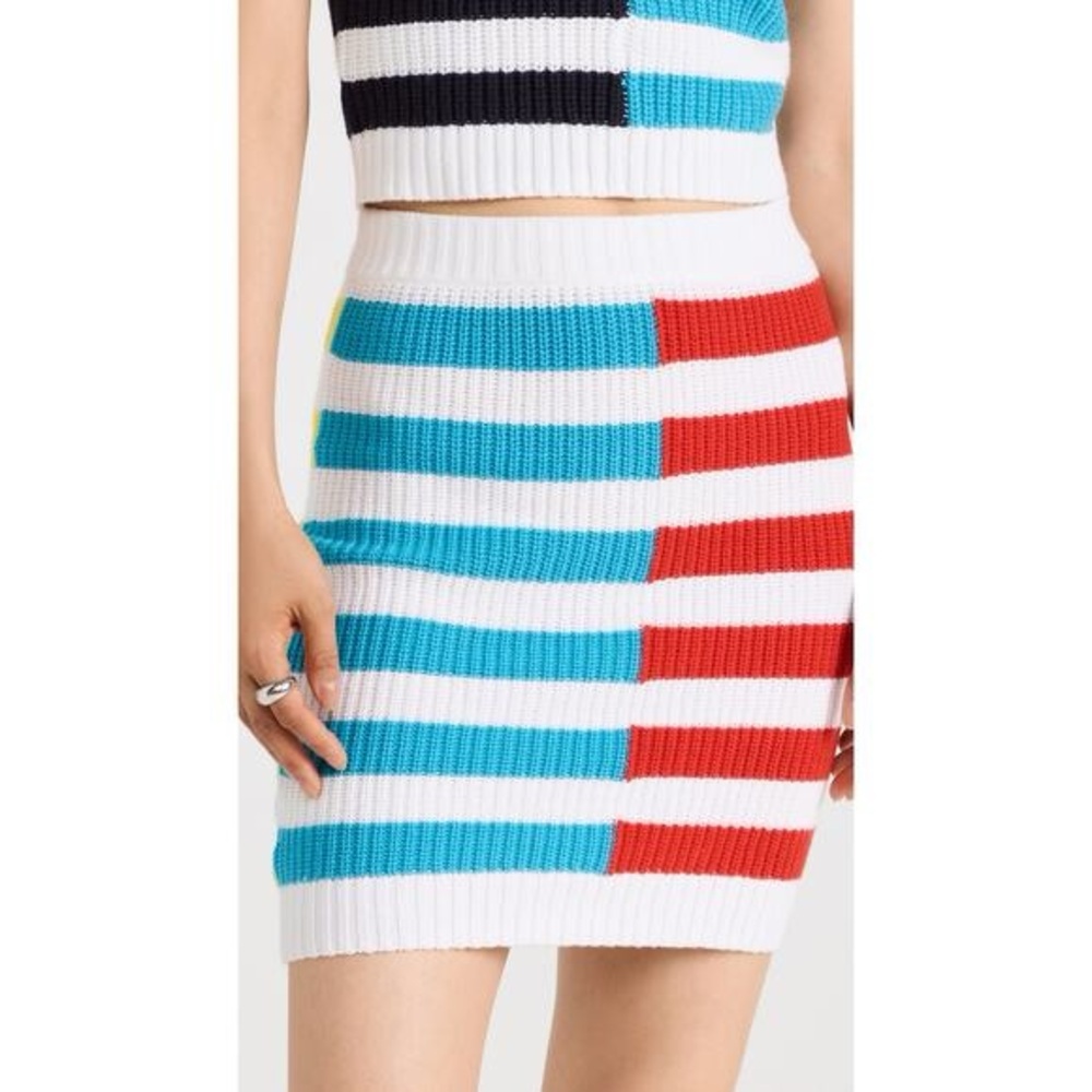Staud Saltwater Striped Multi Colored Mini Skirt Size Medium NWT